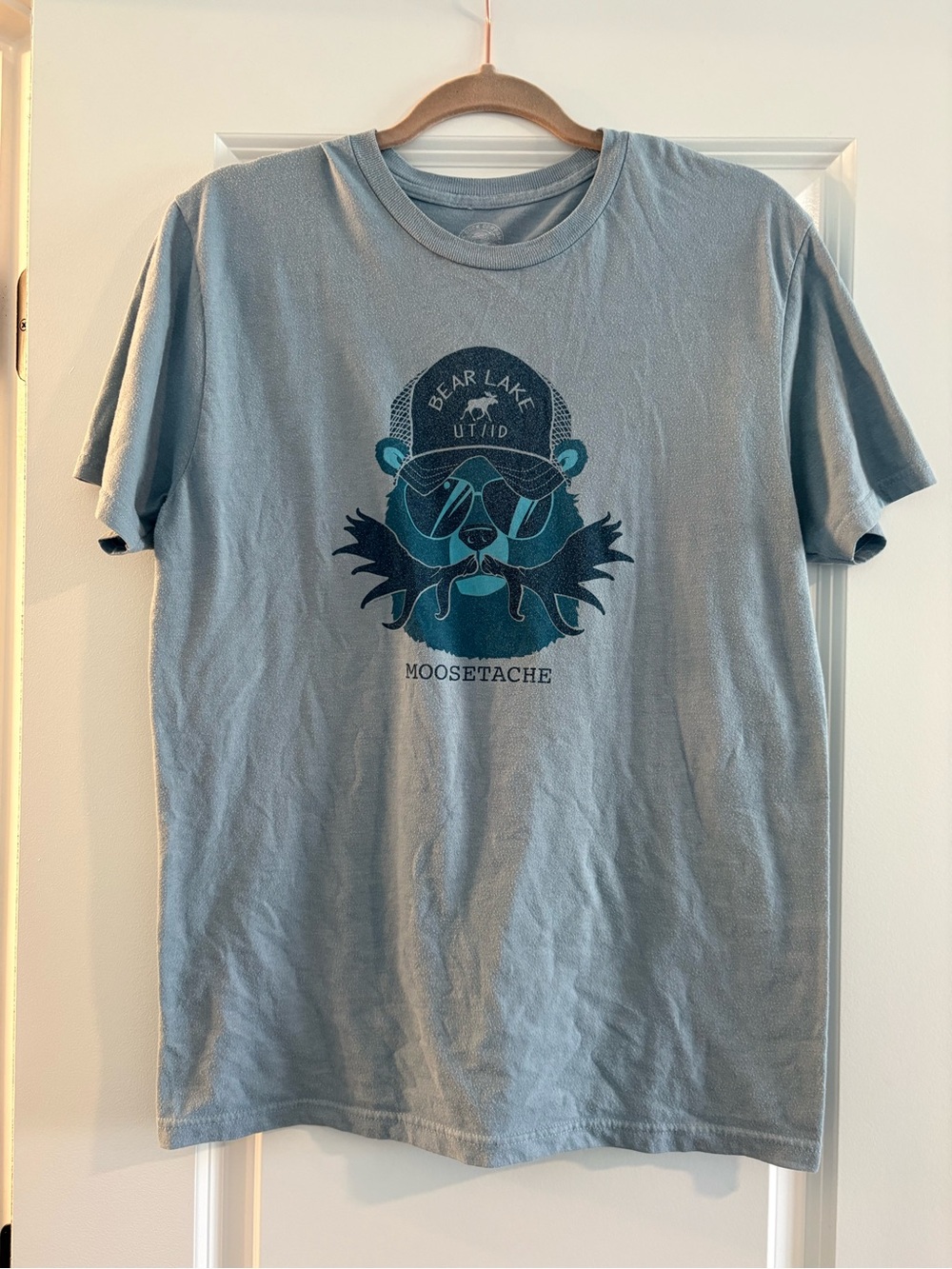 Bear Lake MooseTache Graphic Tee - Light Blue